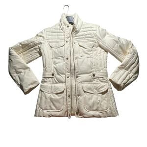 Tommy Hilfiger Women’s Cream Down Puffer Quilted Jacket - M - Full Zip - EUC